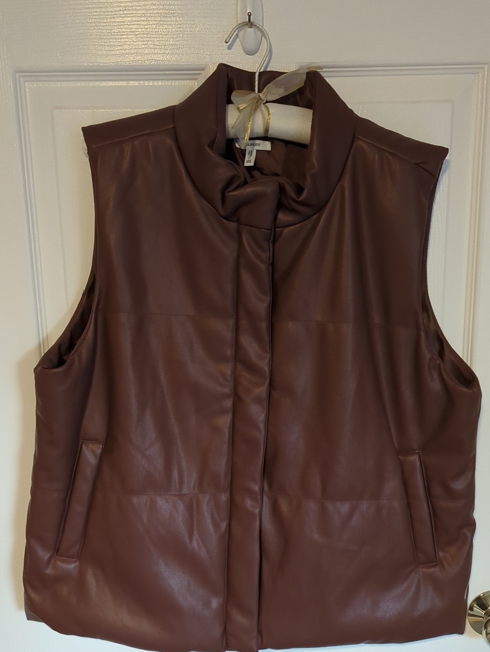 Maurices Chocolate Brown Faux-Leather Puffer Vest